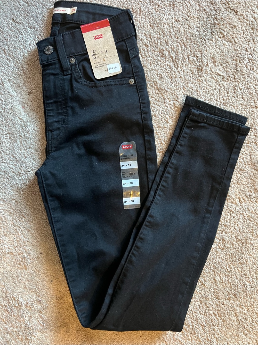 Levi's Black Skinny Jeans - High Rise 24x30